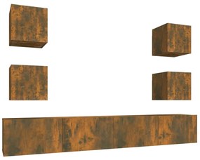 3114267 vidaXL Set dulapuri TV, 6 piese, stejar fumuriu, lemn prelucrat