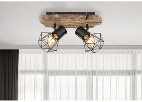 Aplica de perete / tavan cu 2 spoturi design industrial PRISKA negru