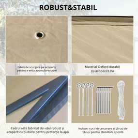 Outsunny Foișor Pliabil cu Plasă de Tânțari, Baldachin Dublu, Înălțime Reglabilă și Geantă de Transport, 330x330x288 cm, Bej | Aosom Romania