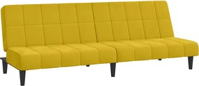 vidaXL Canapea extensibilă cu 2 locuri, galben, catifea