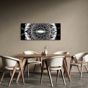 Tablou cu ornamente alb negre (120x50 cm)