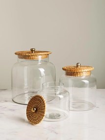 Borcan din sticla, cu capac din trestie de zahar, H24cm Provence