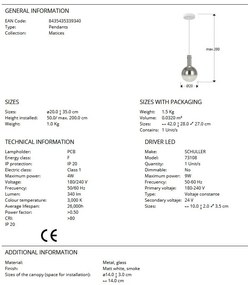 Pendul LED design modern Matices alb/fumuriu