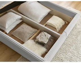 Pat matrimonial gri deschis tapițat cu spațiu de depozitare cu somieră 180x200 cm Jade – Bobochic Paris