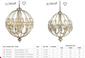 Lustra suspendata stil traditional Flow 5L 1805-5BK SRT