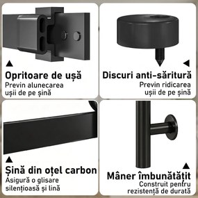 HOMCOM Ușă Glisantă 91.4x213.4cm cu Kit, Panouri din Sticlă, Aspect Lemn Alb | Aosom Romania