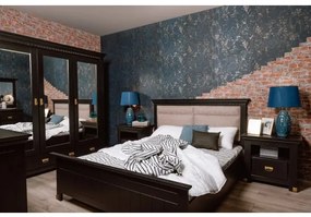 Set Dormitor Saint Tropez, Vopsit Negru, Pat Cu Dimensiune Saltea 160 x 200 cm, Dulap si 2 noptiere