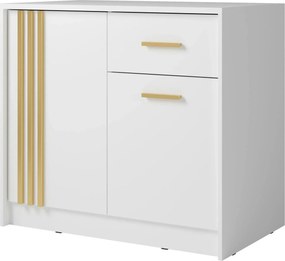 Comoda CANADA CY25, alb/auriu, PAL laminat, 102x42x94 cm
