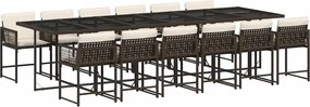 vidaXL Set mobilier de grădină, 13 piese, maro, cu perne, poliratan