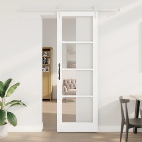 Ușă glisantă vidaXL cu set de accesorii alb 78x232 cm din lemn masiv din pin