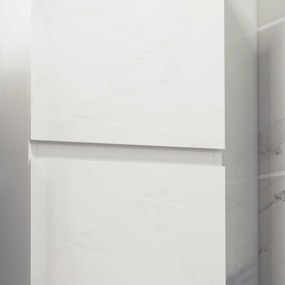 kleankin Dulap Înalt pentru Baie, Dulap cu Finisaj Lucios, Rafturi Reglabile, 2 Dulapuri, Organizator Baie, 35 x 25 x 120 cm, Alb Lăcuit | Aosom Romania