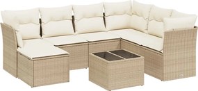vidaXL Set canapele de grădină, 8 piese, cu perne, bej, poliratan