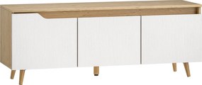 HOMCOM Suport TV, Mobilier TV pentru Televizoare de până la 55", cu 3 Compartimente și Raft Reglabil, Mobilier pentru Living cu 5 Picioare din Lemn, Stejar și Alb | Aosom Romania