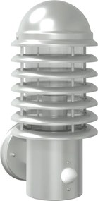 vidaXL Lampă de perete exterior cu senzor, argintiu, oțel inoxidabil