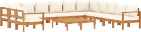 vidaXL Set de canapele de grădină cu perne, 9 piese, lemn masiv acacia