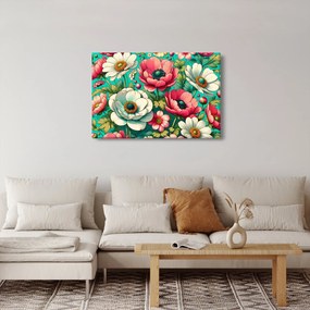 Tablou - Flori pe fundal albastru (90x60 cm)