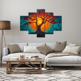 Tablou - Arborele vieții și soarele în mozaic (150x105 cm)