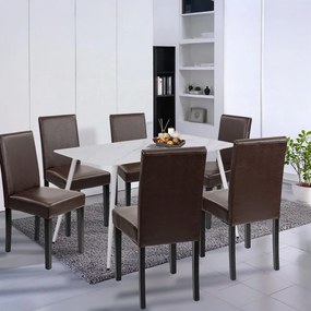 Set de masă Megan 6+1 alb-maro