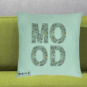 Perna Decorativa MOOD Money Grafic Urban, 40x40 cm, Verde Menta, Husa Detasabila, Perna Inclusa, BEKZ®