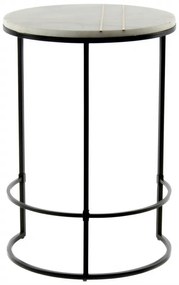 Masuta de cafea rotunda din marmura Louis 44.5x44.5x64 cm alba