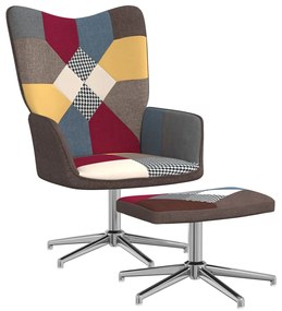 328190 vidaXL Scaun de relaxare cu taburet, textil, petice