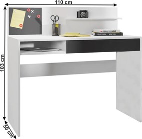 Birou PC cu placă magnetică, alb / negru, IMAN