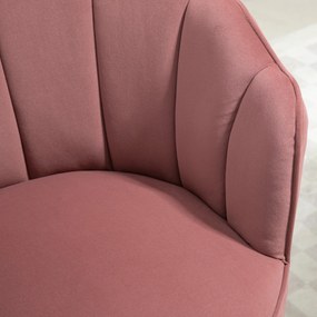 HOMCOM Fotoli captusit cu spatar tip scoica si picioare din lemn, 66x66x78.5cm, Roz | Aosom Romania