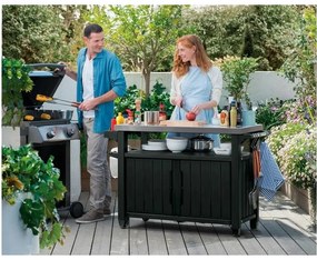 Masă multifuncțională pentru grătar de grădină Keter UNITY XL 270l grafit, 134 x 52 x 90 cm