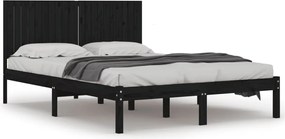vidaXL Cadru de pat, negru, 200x200 cm, lemn masiv de pin