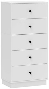 HOMCOM Comoda Sideboard cu 5 sertare Comodă din lemn în stil modern 47 x 29 x 95 cm Alb | Aosom Romania