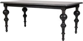 Masă dining vintage pătrată din lemn masiv, gri, 6 locuri, cu picioare strunjite, 78 x 140 x 140 cm, „Country Chic”