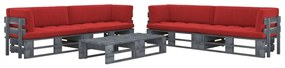 3066991 vidaXL Set mobilier din paleți cu perne, 6 piese, gri, lemn pin tratat