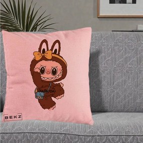 Perna Personalizata Kabuda Maro cu Funda Aurie, 40x40 cm, Roz, Husa Detasabila, Perna Inclusa, BEKZ®