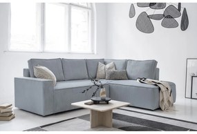 Colțar gri deschis extensibil cu tapițerie din catifea reiată (cu colț pe partea dreaptă) Brave Dave – Miuform