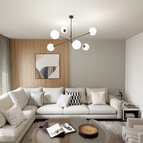 Lustră pe tijă LINEAR 6xE14/10W/230V negru/alb