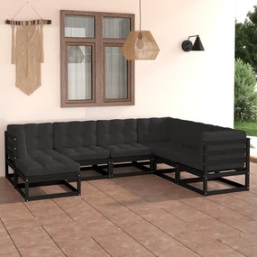 3076758 vidaXL Set mobilier de grădină cu perne, 7 piese, lemn masiv de pin