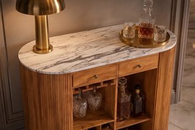 Bar din lemn de mango, marmura alba TRES CHIC 120cm