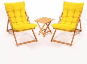 Set Masută și Scaune Grădină, Fag, MY005, 3 Piese, Galben