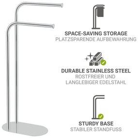 Suport pentru prosoape argintiu lucios din oțel inoxidabil Levante – Wenko