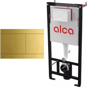 Set rezervor WC cu cadru incastrat Alca AM101/1120 si clapeta de actionare FUN-BRASS alama