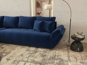 Colțar extensibil dumonde cu ladă de depozitare si sezut confortabil din spuma high-density, Berlin XL Royal Albastru 350x185 cm
