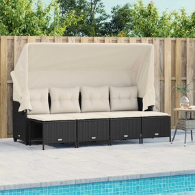 3261539 vidaXL Set mobilier de grădină cu perne, 5 piese, negru, poliratan