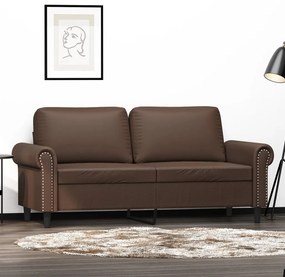 349127 vidaXL Canapea cu 2 locuri, maro, 140 cm, piele ecologică