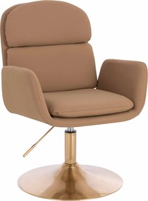 HR480N Scaun Caramel Piele Ecologica Premium Soft cu Bază Aurie