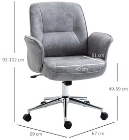 Vinsetto Scaun de Birou Ergonomic cu Înaltime Ajustabilă și Funcție de Balansoar cu Tapițerie din Microfibră, 67x69x92-102 cm, Gri  | Aosom Romania