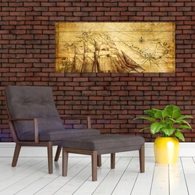 Tablou - Harta veche (120x50 cm)