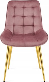 OFERTA Scaun de catifea roz inchis BERA cu picioare aurii II. calitate