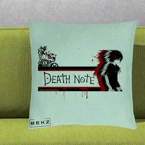 Perna Personalizata Death Note L Lawliet Rosu-Negru, 40x40 cm, Verde Menta, Husa Detasabila, Perna Inclusa, BEKZ®
