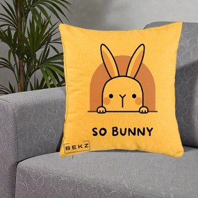 Perna Decorativa So Bunny Kawaii, 40x40 cm, Galben, Husa Detasabila, Perna Inclusa, BEKZ®