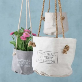 SUPORT GHIVECI FLORI SUSPENDABIL, D 16 CM, TEXTIL, ALB